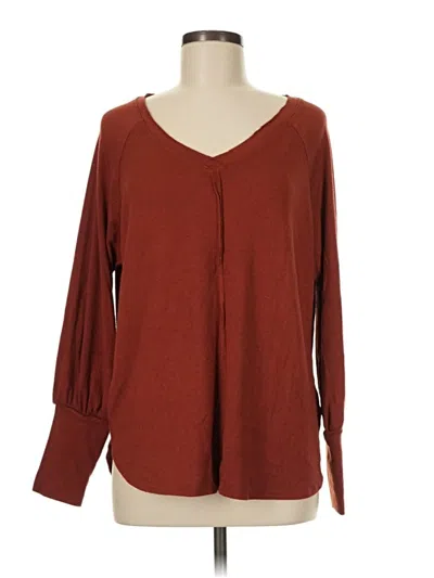 Pre-owned Knox Rose Long Sleeve Henley Shirt In Burgundy