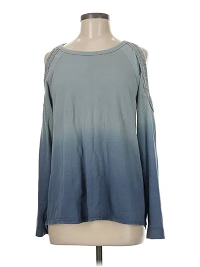 Pre-owned Knox Rose Long Sleeve Top Blue Cold Shoulder Neckline Tops