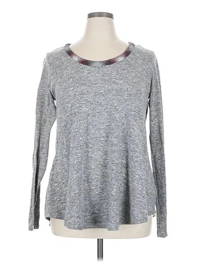 Pre-owned Knox Rose Long Sleeve Top Gray Crew Neck Tops