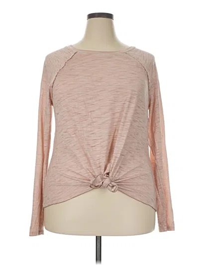 Pre-owned Knox Rose Long Sleeve Top Pink Keyhole Neckline Tops