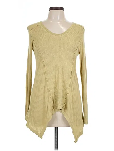 Pre-owned Knox Rose Long Sleeve Top Yellow Scoop Neck Tops