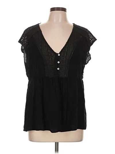 Pre-owned Knox Rose Short Sleeve Blouse In Black