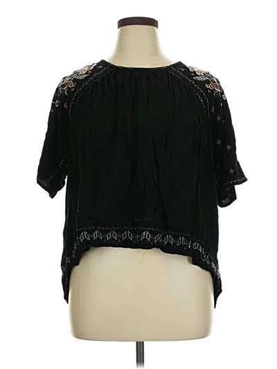 Pre-owned Knox Rose Short Sleeve Blouse In Black