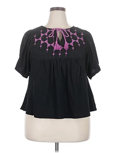 Pre-owned Knox Rose Short Sleeve Blouse In Black