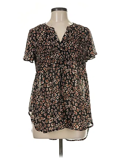 Pre-owned Knox Rose Short Sleeve Blouse In Black