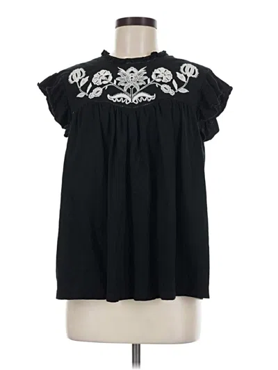 Pre-owned Knox Rose Short Sleeve Blouse In Black