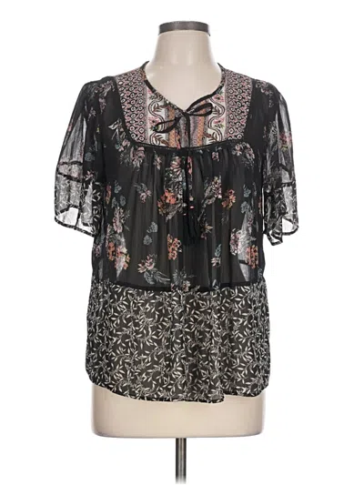 Pre-owned Knox Rose Short Sleeve Blouse In Black