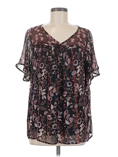 Pre-owned Knox Rose Short Sleeve Blouse In Black
