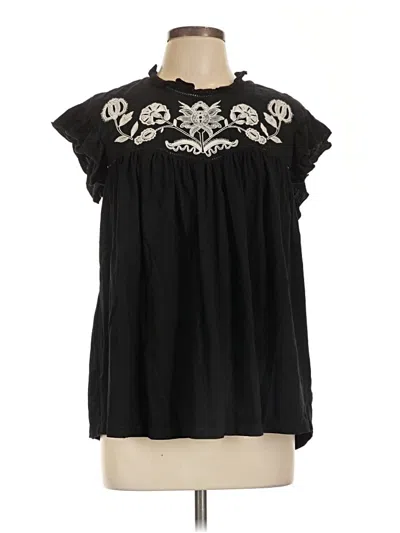 Pre-owned Knox Rose Short Sleeve Blouse In Black