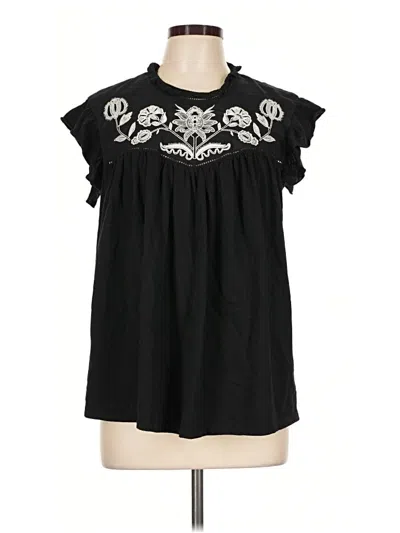 Pre-owned Knox Rose Short Sleeve Blouse In Black