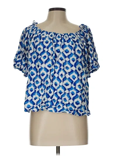 Pre-owned Knox Rose Short Sleeve Blouse In Blue