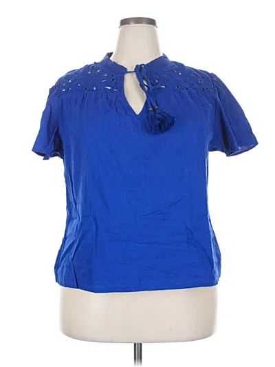 Pre-owned Knox Rose Short Sleeve Blouse In Blue