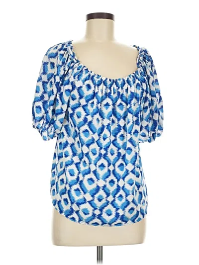 Pre-owned Knox Rose Short Sleeve Blouse In Blue