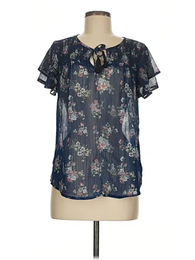 Pre-owned Knox Rose Short Sleeve Blouse In Blue