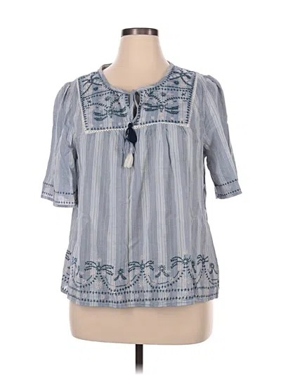 Pre-owned Knox Rose Short Sleeve Blouse In Blue