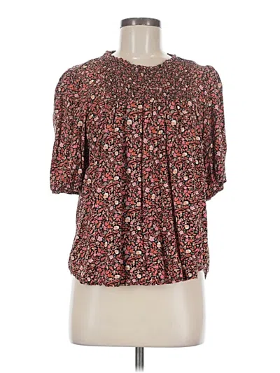 Pre-owned Knox Rose Short Sleeve Blouse In Brown