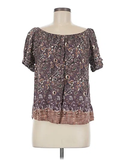 Pre-owned Knox Rose Short Sleeve Blouse In Brown