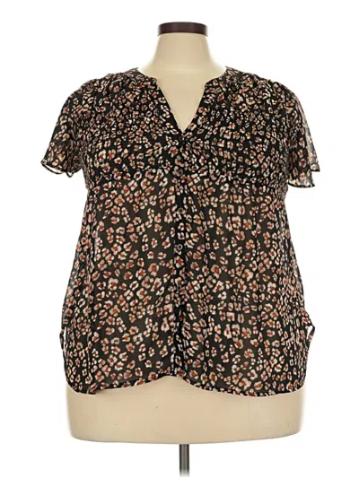 Pre-owned Knox Rose Short Sleeve Blouse In Brown