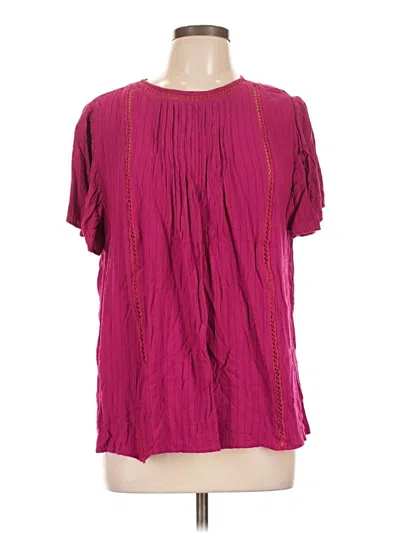 Pre-owned Knox Rose Short Sleeve Blouse In Burgundy