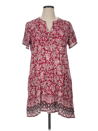 Pre-owned Knox Rose Short Sleeve Blouse In Burgundy
