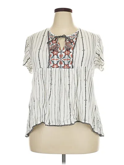 Pre-owned Knox Rose Short Sleeve Blouse In Gray
