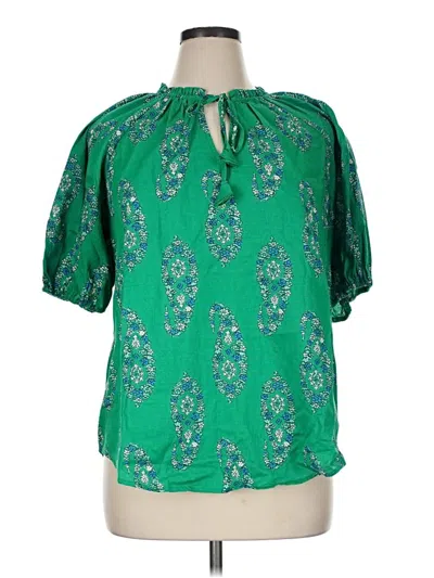Pre-owned Knox Rose Short Sleeve Blouse In Green