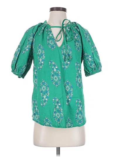 Pre-owned Knox Rose Short Sleeve Blouse In Green