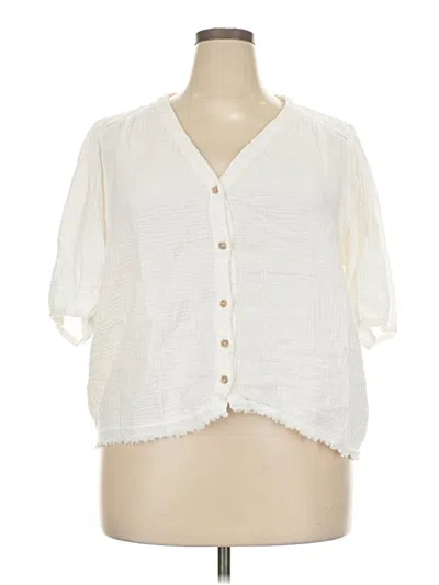 Pre-owned Knox Rose Short Sleeve Blouse In Ivory