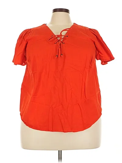 Pre-owned Knox Rose Short Sleeve Blouse In Orange