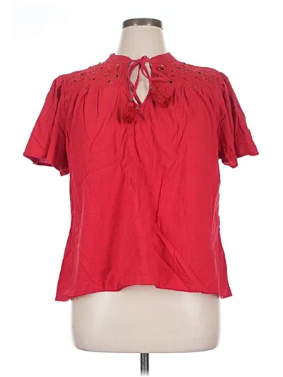 Pre-owned Knox Rose Short Sleeve Blouse In Red