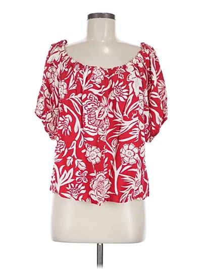Pre-owned Knox Rose Short Sleeve Blouse In Red