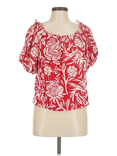Pre-owned Knox Rose Short Sleeve Blouse In Red