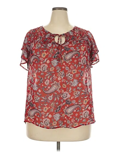 Pre-owned Knox Rose Short Sleeve Blouse In Red