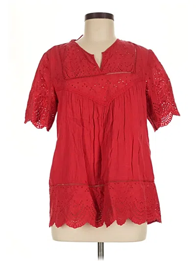Pre-owned Knox Rose Short Sleeve Blouse In Red
