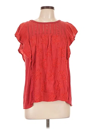 Pre-owned Knox Rose Short Sleeve Blouse In Red