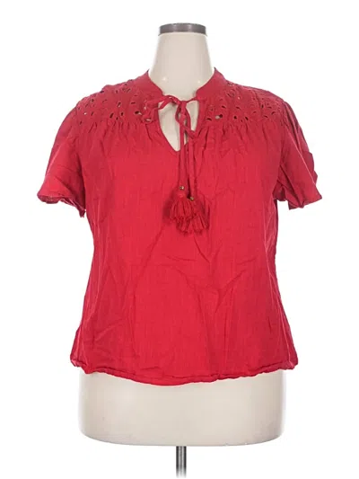 Pre-owned Knox Rose Short Sleeve Blouse In Red