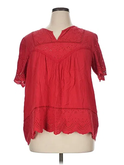 Pre-owned Knox Rose Short Sleeve Blouse In Red