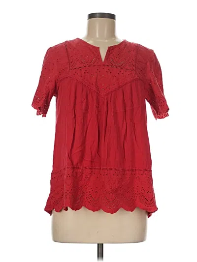Pre-owned Knox Rose Short Sleeve Blouse In Red