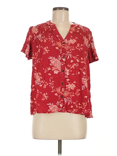 Pre-owned Knox Rose Short Sleeve Blouse In Red