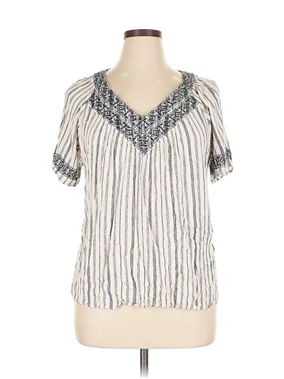 Pre-owned Knox Rose Short Sleeve Blouse In Silver