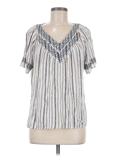 Pre-owned Knox Rose Short Sleeve Blouse In Silver