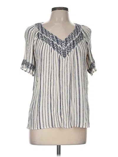 Pre-owned Knox Rose Short Sleeve Blouse In Silver