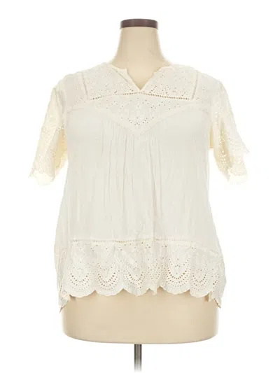 Pre-owned Knox Rose Short Sleeve Blouse In White