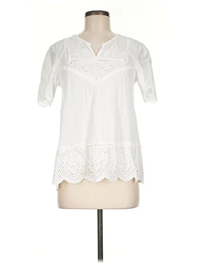 Pre-owned Knox Rose Short Sleeve Blouse In White