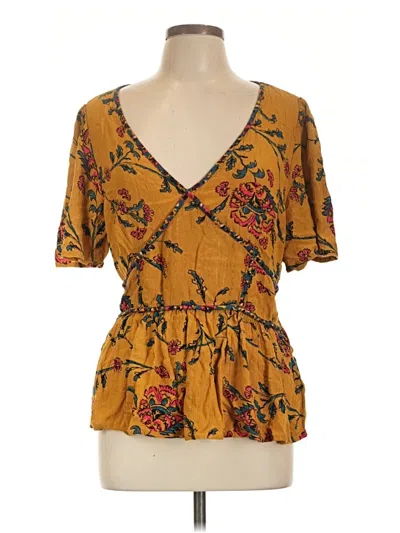 Pre-owned Knox Rose Short Sleeve Blouse In Yellow