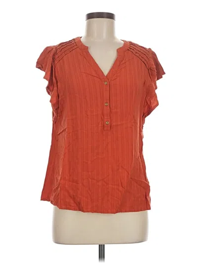 Pre-owned Knox Rose Short Sleeve Henley Shirt In Orange