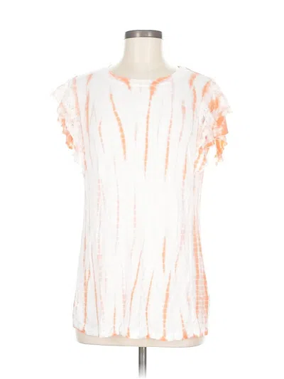 Pre-owned Knox Rose Short Sleeve Top Orange Tie-dye Pattern Cold Shoulder Neckline Tops