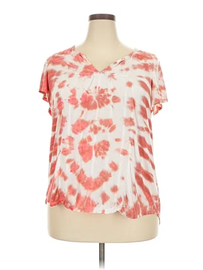 Pre-owned Knox Rose Short Sleeve Top Pink Tie-dye Pattern Scoop Neck Tops