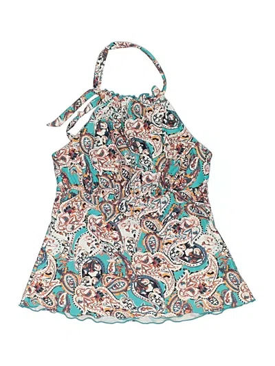 Pre-owned Knox Rose Swimsuit Top Teal Paisley Pattern Swimwear