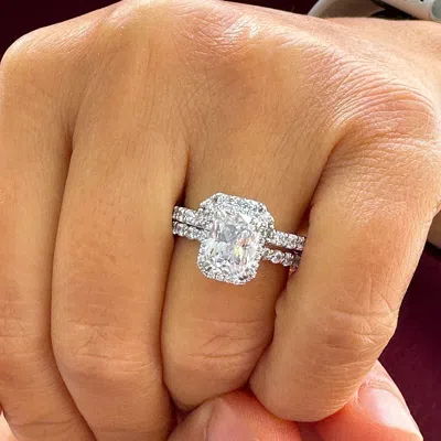 Pre-owned Knr Gia Certified 14k Solid White Gold Radiant Cut Diamond Engagement Ring 4.00ctw